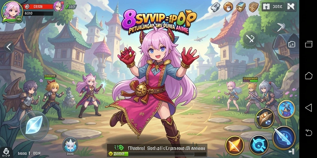 Tampilan gameplay seru dari 8SVIP yang menampilkan karakter anime.