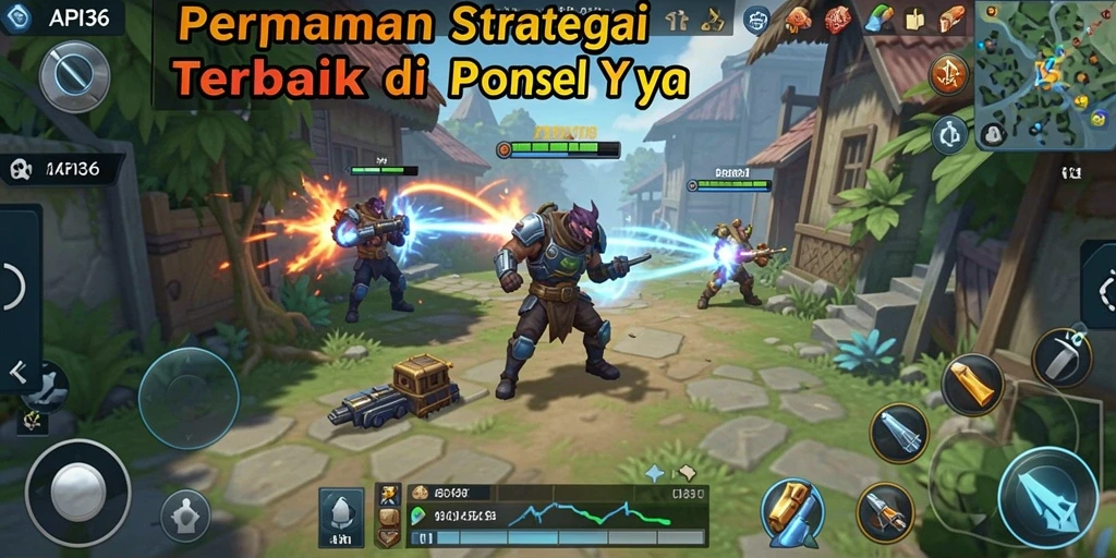 Screenshot gameplay API36 yang menampilkan aksi pertempuran strategi.