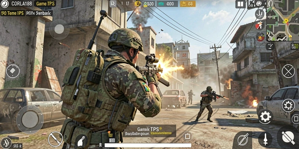 Tangkapan layar gameplay CORLA188 yang menunjukkan aksi tempur mendebarkan.