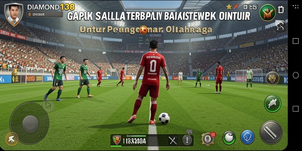 Screenshot gameplay <strong>DIAMOND138</strong> menampilkan aksi seru di lapangan sepak bola.
