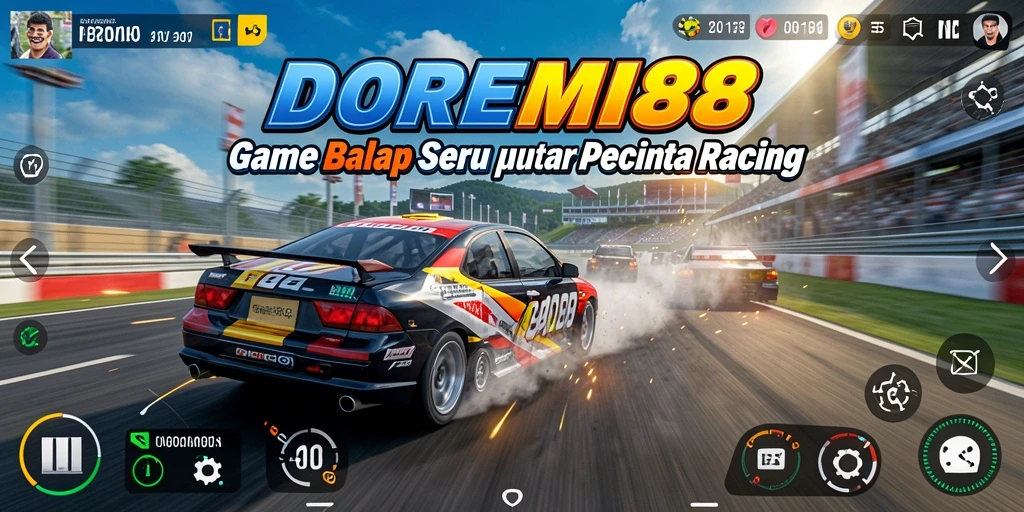 Screenshot DOREMI88 menampilkan aksi balap penuh adrenalin.