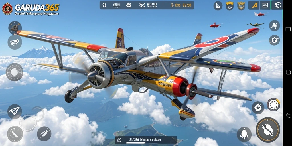Screenshot menunjukkan gameplay GARUDA365 yang menampilkan aksi penerbangan realistis.