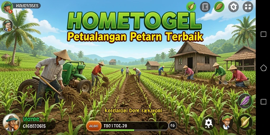 Tampilan menarik gameplay HOMETOGEL dengan aktivitas bertani yang menyenangkan.