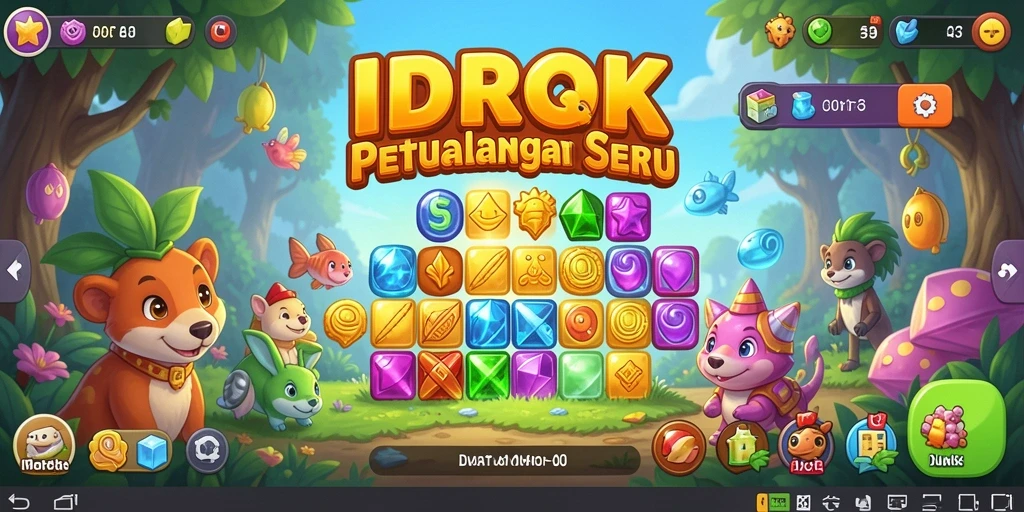 Tampilan gameplay seru di IDROK dengan berbagai item yang harus dicocokkan.