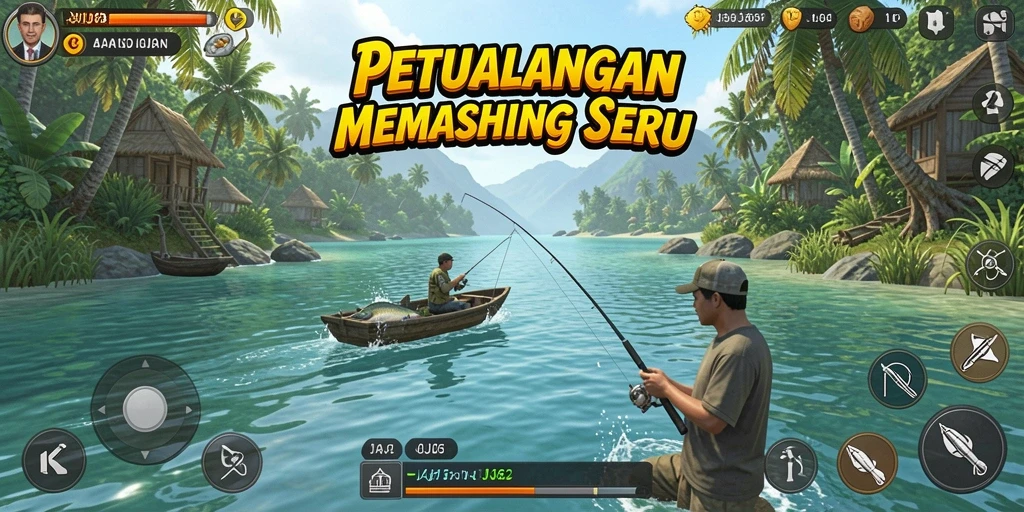 Gameplay JJ62 menunjukkan aksi memancing yang menegangkan dan penuh warna.