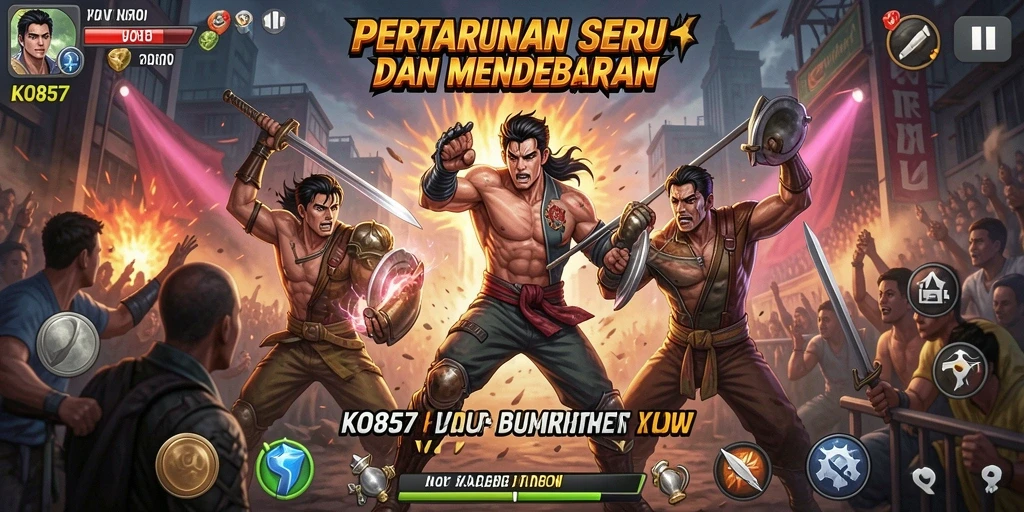Gameplay KO857 menampilkan pertarungan yang mendebarkan dan karakter yang kuat.
