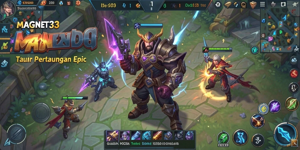Screenshot gameplay yang menunjukkan aksi tempur seru di MAGNET33.