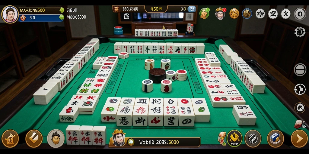 Tampilan gameplay MAHJONG500 menampilkan keseruan permainan Mahjong.