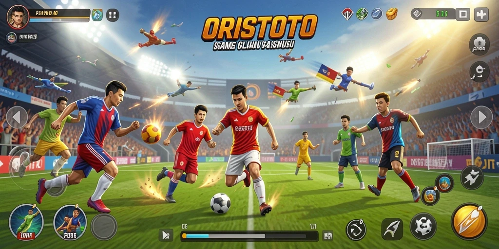 Screenshot ORISTOTO menampilkan aksi olahraga yang intens dan grafis yang menarik.