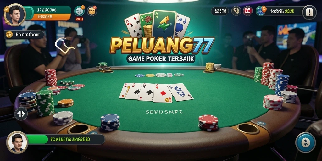 Tampilan gameplay seru dan menarik dari PELUANG77 dalam permainan Poker.