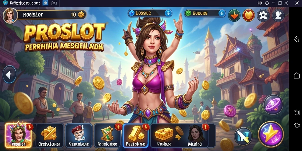 Tampilan gameplay PROSLOT menunjukkan menara dan musuh yang berinteraksi.