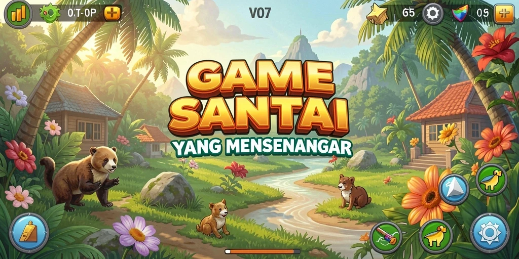 Tampilan gameplay V07 yang menghibur dan penuh warna.
